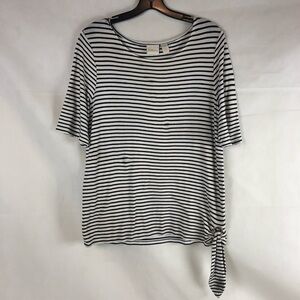 𝅺CHICO’S Striped Side Tie Blouse 1